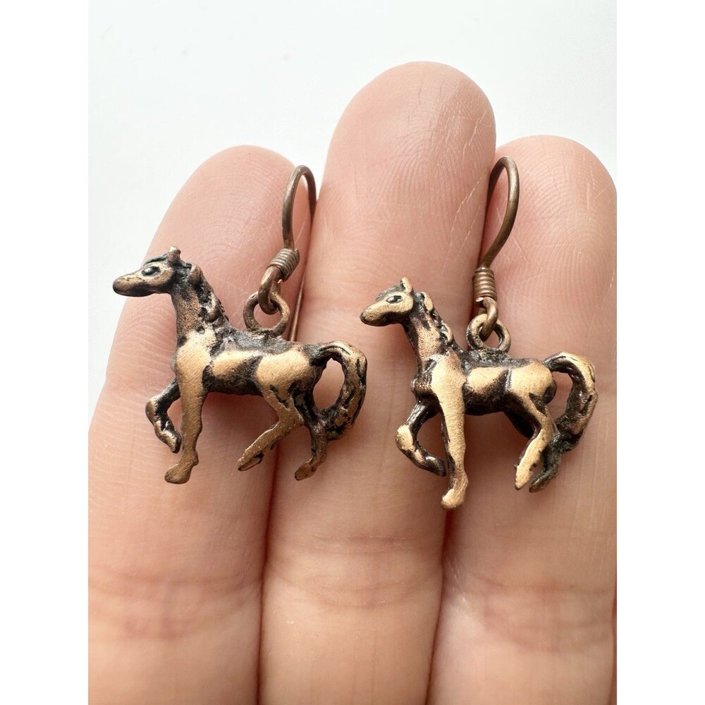 3d Copper Horse Wire Earrings